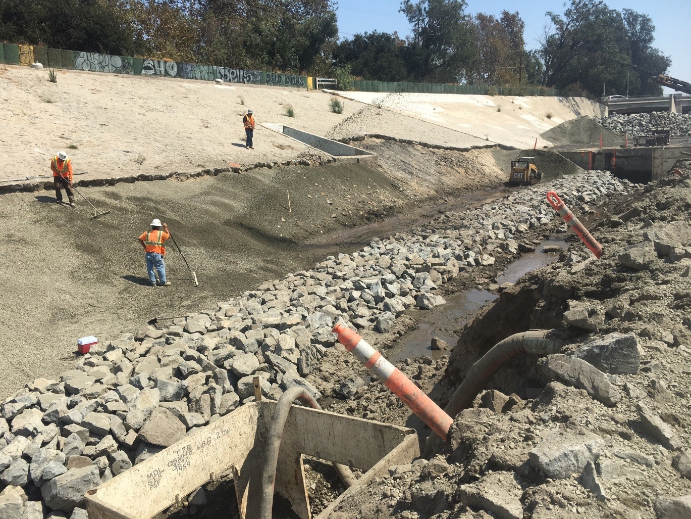 First layer of stone placed