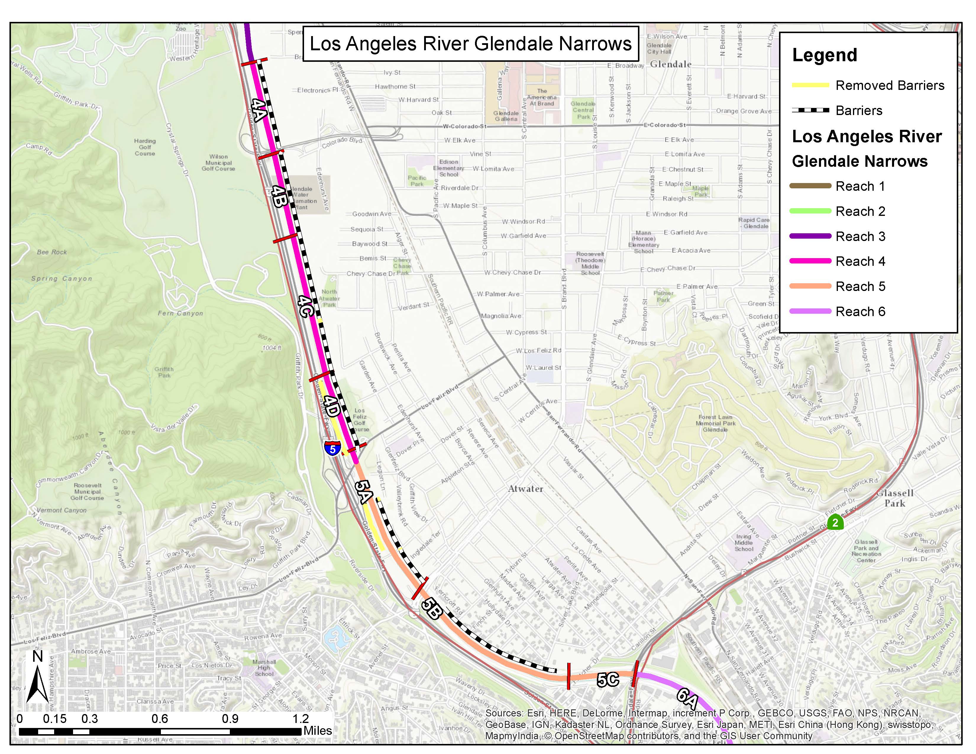 HESCO barrier flood control project area map